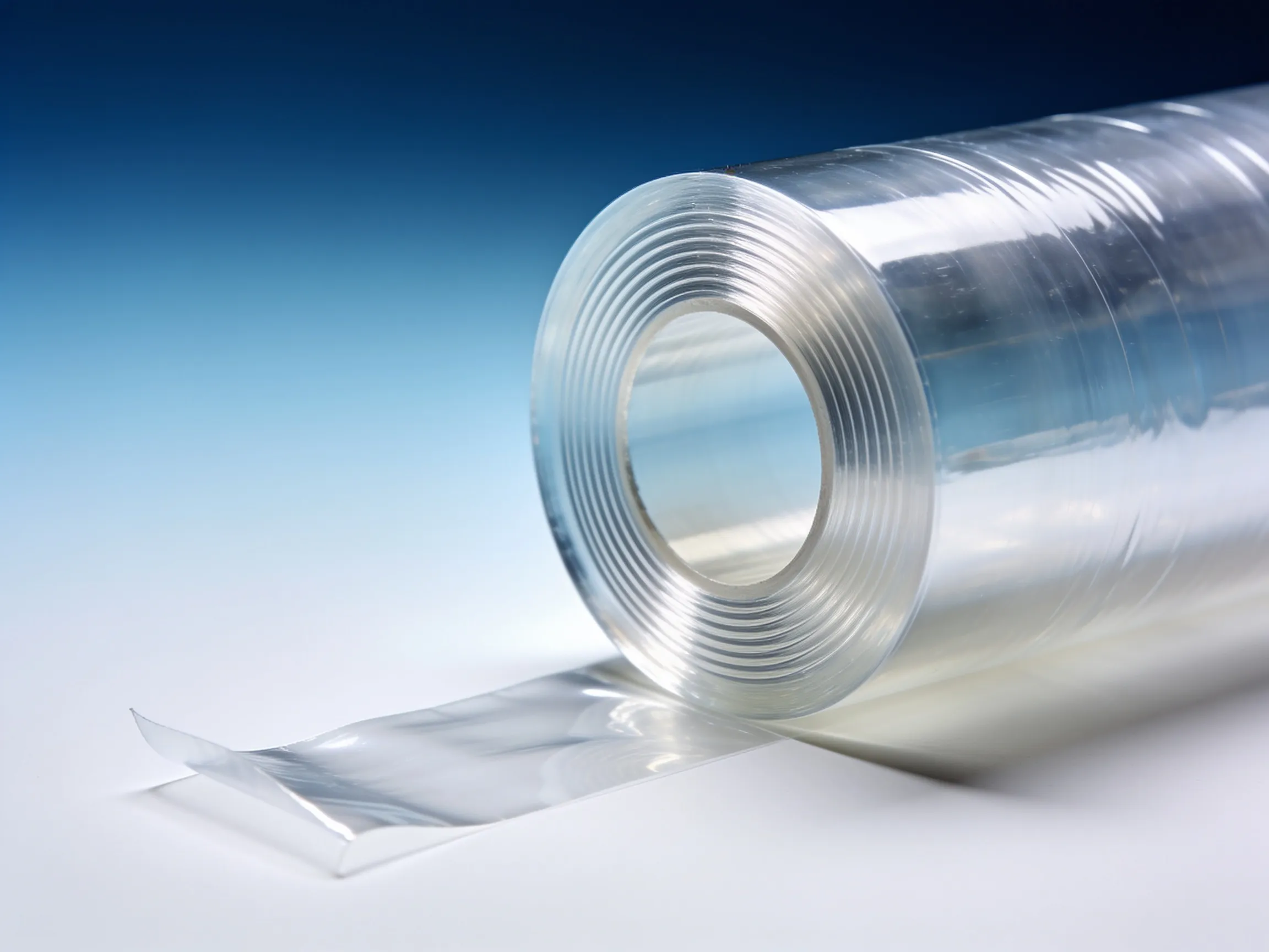 Bobina de filme stretch transparente sem tubete, com o centro vazio, sem papelão